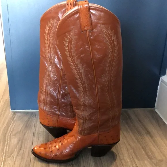 Larry Mahan Vintage Western Full Quill Ostrich Boots - Picture 9 of 15